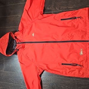 Red Waterproof Spring Jacket with Hood, XL